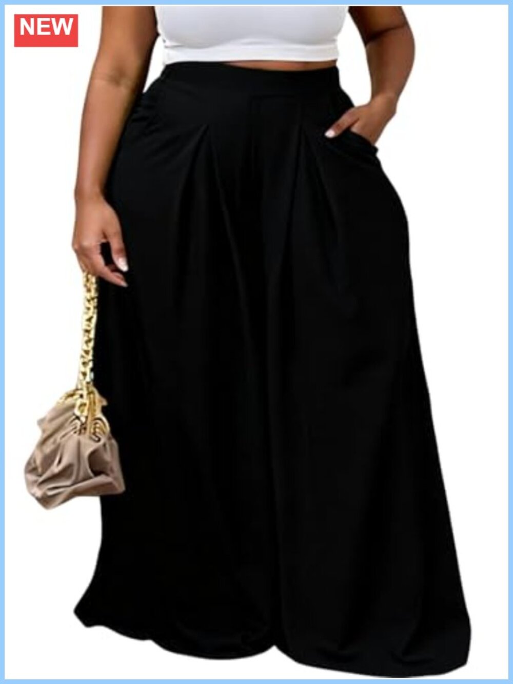 Plus Size High Waisted Wide Leg Palazzo Pants Womens Lounge Pants with Pockets